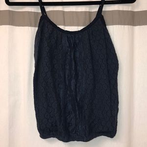Navy Blue Lace Tank Top